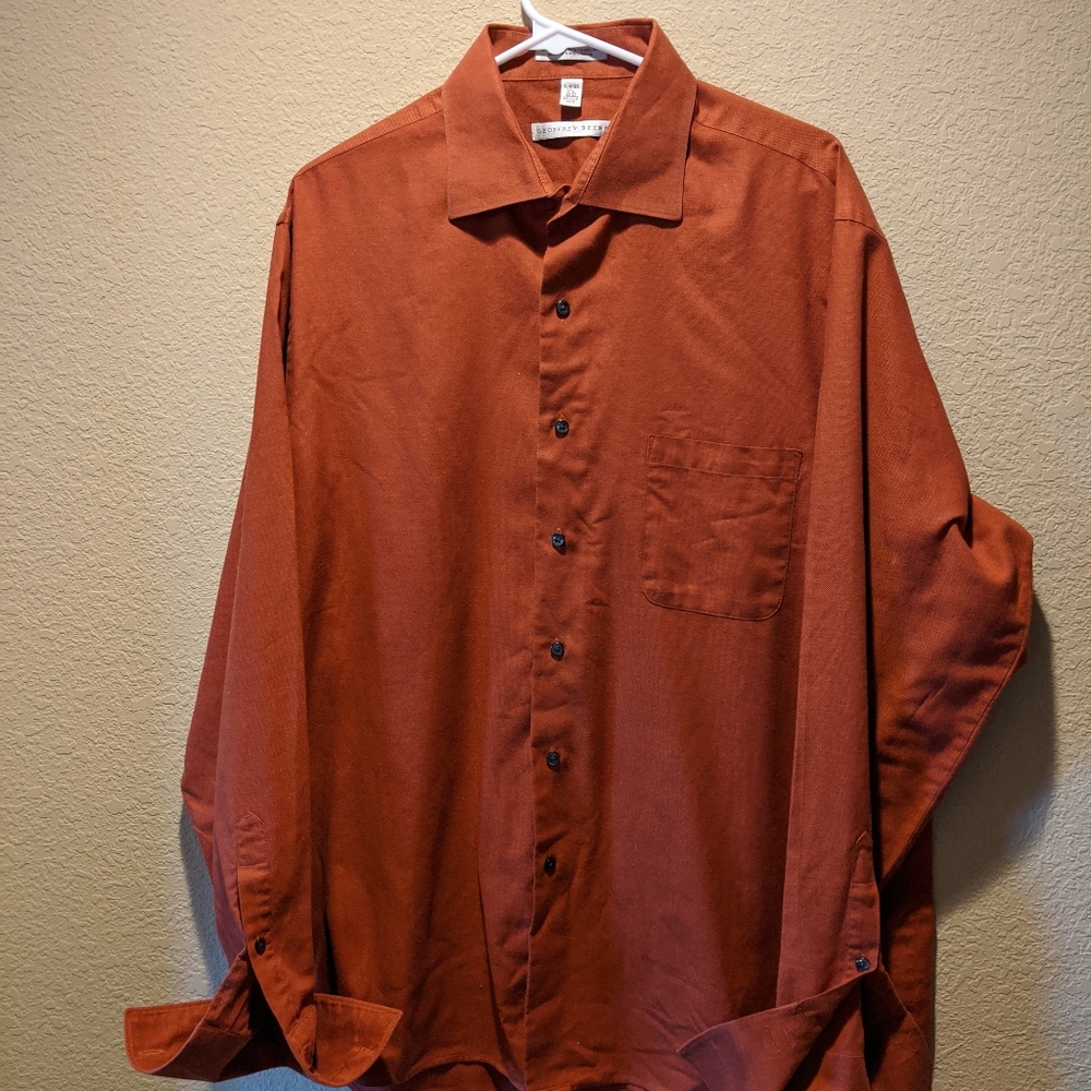 Geoffrey Beene men's XL, 17 1/2 orange shirt